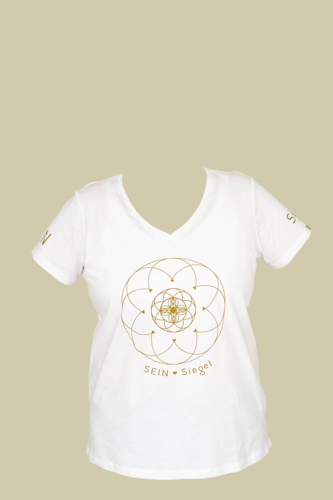 T-Shirt Damen V-Ausschnitt · frühere Goldfarbe